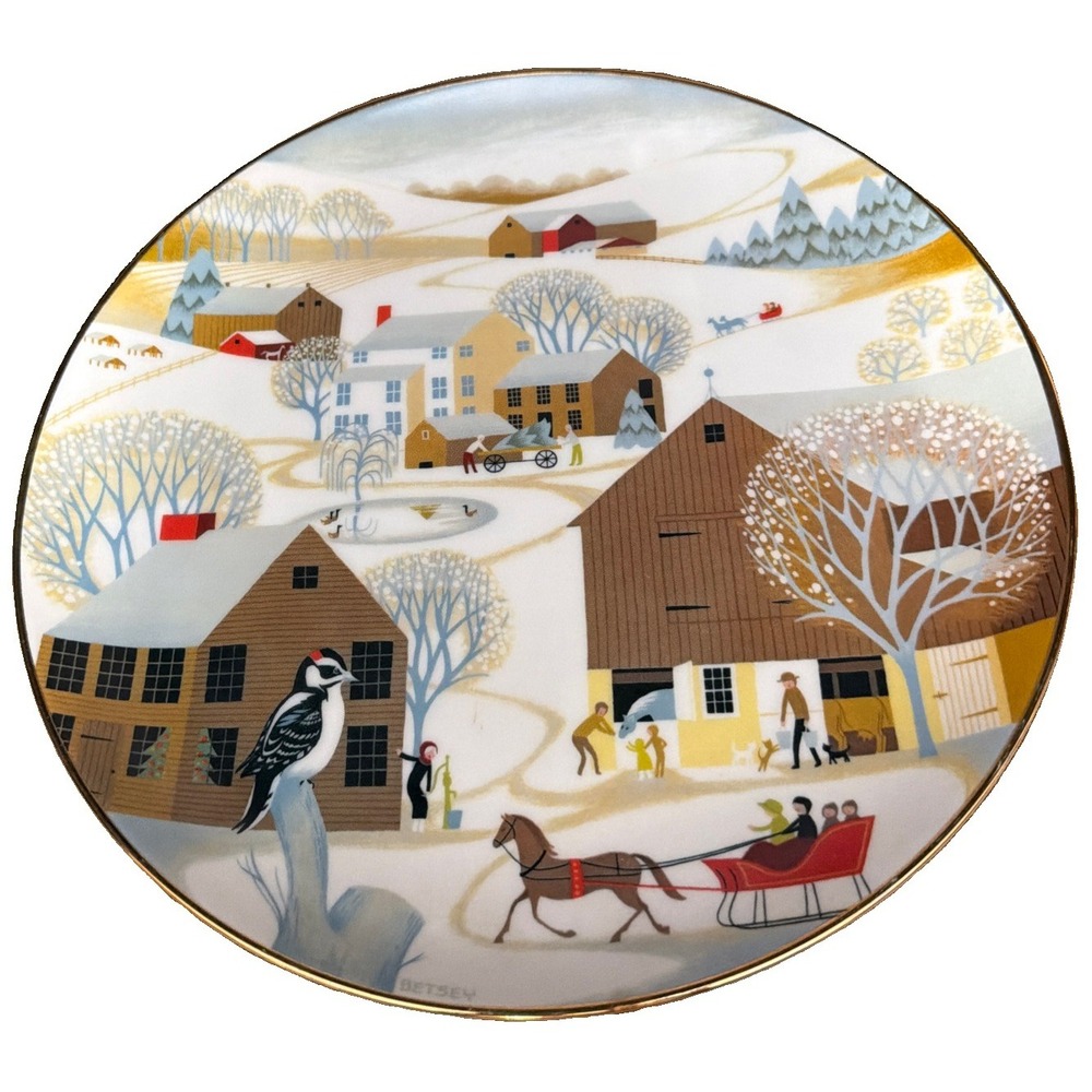 Betsey Bates Collector Plate Ceramic Christmas on the Farm 9.25" 1981 Vintage